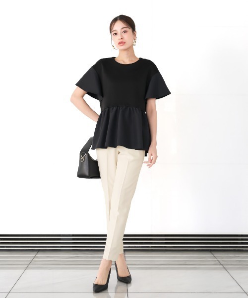 WHITE JOOLA（ホワイトジョーラ）の「オフィスもフォーマルも軽キレイ 【 洗濯機で洗える 】 杢調テーパードパンツ（その他パンツ・レディース・ネイビー/オフホワイト/ライトベージュ・S/M/L）」の22枚目の写真