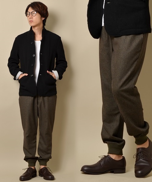 SHIPS JET BLUE(シップスジェットブルー)の「SHIPS JET BLUE(シップス ジェットブルー): T/W リブパンツ15FW■(その他パンツ・メンズ・ブラック/チャコールグレー/オリーブ/ネイビー・SMALL/LARGE/MEDIUM)」の1枚目の写真