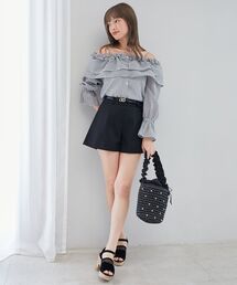 ティアードフリルオフショルブラウス