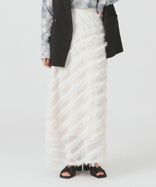 Ray BEAMS(レイビームス)の「RBS / フリンジ Aライン スカート(スカート・レディース・ブラック/ホワイト・0/1)」の1枚目の写真