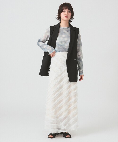 Ray BEAMS(レイビームス)の「RBS / フリンジ Aライン スカート(スカート・レディース・ブラック/ホワイト・0/1)」の3枚目の写真