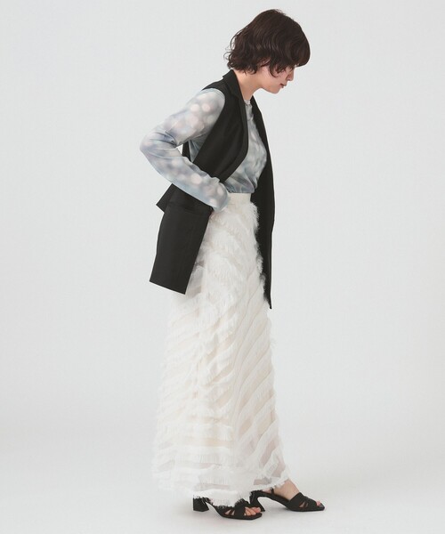 Ray BEAMS(レイビームス)の「RBS / フリンジ Aライン スカート(スカート・レディース・ブラック/ホワイト・0/1)」の4枚目の写真