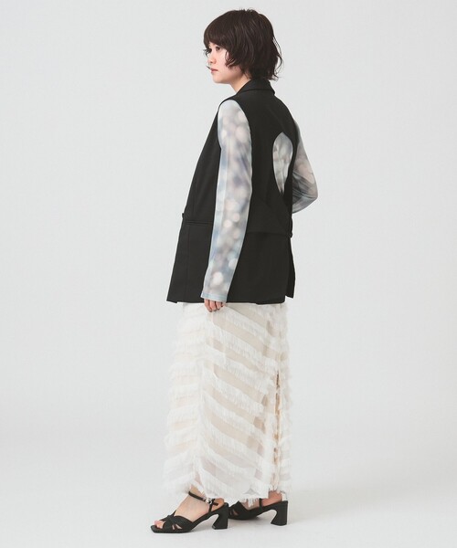 Ray BEAMS(レイビームス)の「RBS / フリンジ Aライン スカート(スカート・レディース・ブラック/ホワイト・0/1)」の5枚目の写真