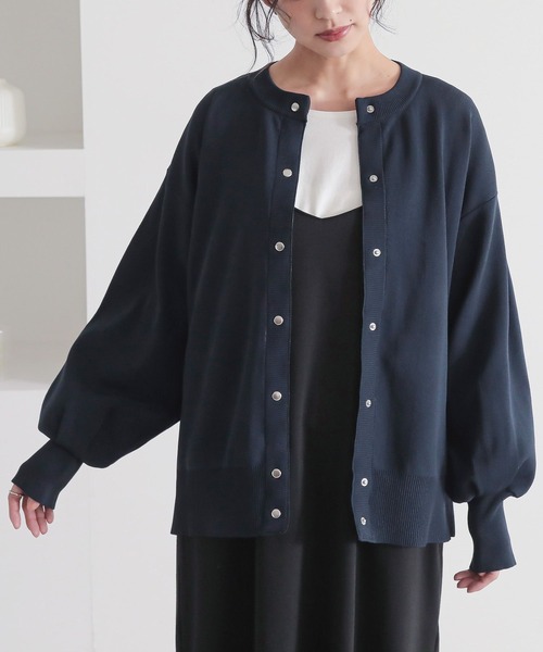 n'OrLABEL(ノアールレーベル)の「『ボリュームスリーブ配色カーディガン』(カーディガン/ボレロ・レディース・ブルー/ネイビー/アイボリー・FREE)」の20枚目の写真
