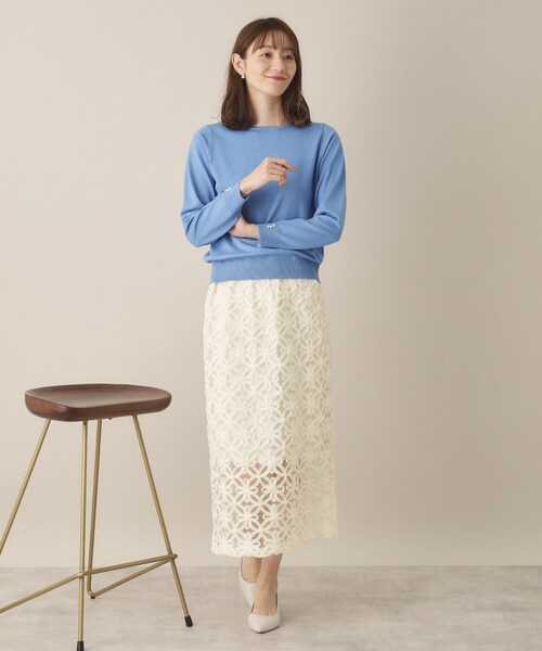 ITS'DEMO（イッツデモ）の「【手洗い可／ウエスト総ゴム】花チュールタイトスカート（スカート・レディース・ブラック/オフホワイト・00）」の5枚目の写真