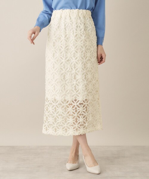 ITS'DEMO（イッツデモ）の「【手洗い可／ウエスト総ゴム】花チュールタイトスカート（スカート・レディース・ブラック/オフホワイト・00）」の11枚目の写真