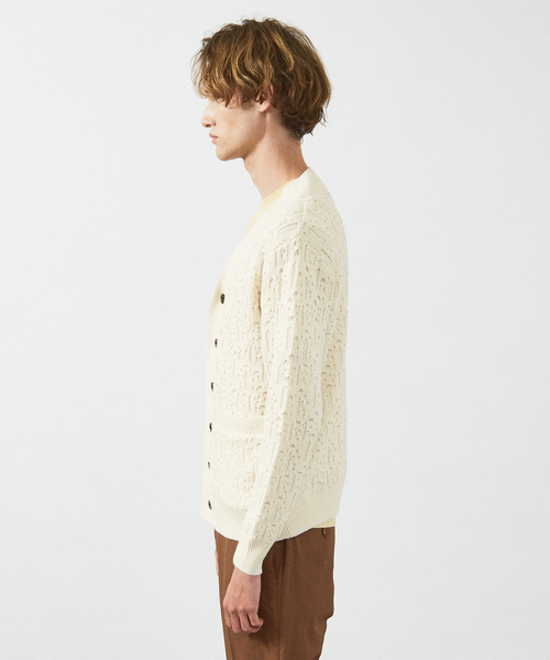 ABAHOUSE(アバハウス)の「【スカシ柄】インディゴヤーン接結カーディガン(カーディガン/ボレロ・メンズ・オフホワイト/インディゴブルー・46/48)」の3枚目の写真