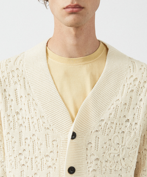 ABAHOUSE(アバハウス)の「【スカシ柄】インディゴヤーン接結カーディガン(カーディガン/ボレロ・メンズ・オフホワイト/インディゴブルー・46/48)」の5枚目の写真