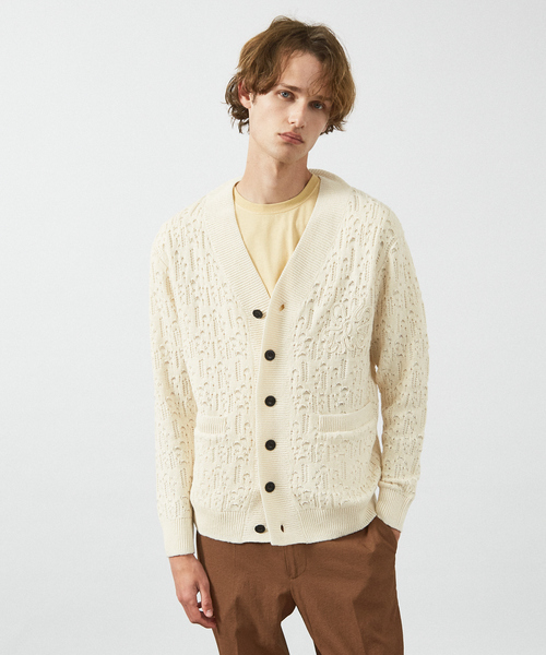 ABAHOUSE(アバハウス)の「【スカシ柄】インディゴヤーン接結カーディガン(カーディガン/ボレロ・メンズ・オフホワイト/インディゴブルー・46/48)」の6枚目の写真