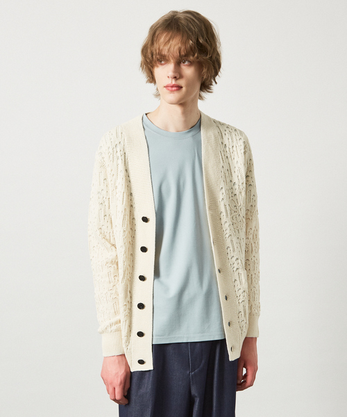 ABAHOUSE(アバハウス)の「【スカシ柄】インディゴヤーン接結カーディガン(カーディガン/ボレロ・メンズ・オフホワイト/インディゴブルー・46/48)」の18枚目の写真