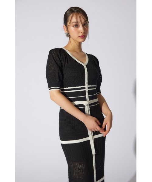 rienda(リエンダ)の「2WAYフリンジライン配色クロシェニットワンピース 半袖 夏服(ワンピース・レディース・ホワイト/ブラック/ライトグリーン・FREE)」の20枚目の写真