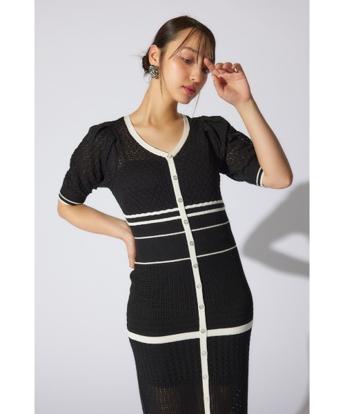 rienda(リエンダ)の「2WAYフリンジライン配色クロシェニットワンピース 半袖 夏服(ワンピース・レディース・ホワイト/ブラック/ライトグリーン・FREE)」の21枚目の写真