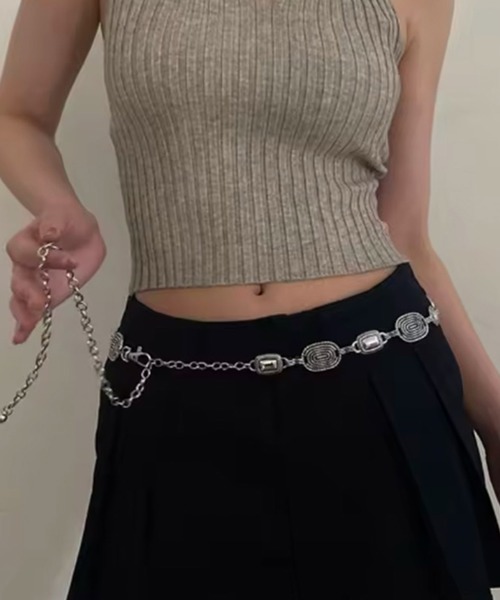 BARELY BLUE（ベアリーブルー）の「【 BARELY BLUE / ベアリーブルー 】 ウエスタン コンチョ チェーン ベルト（ベルト・レディース・ゴールド/シルバー・FREE）」の4枚目の写真