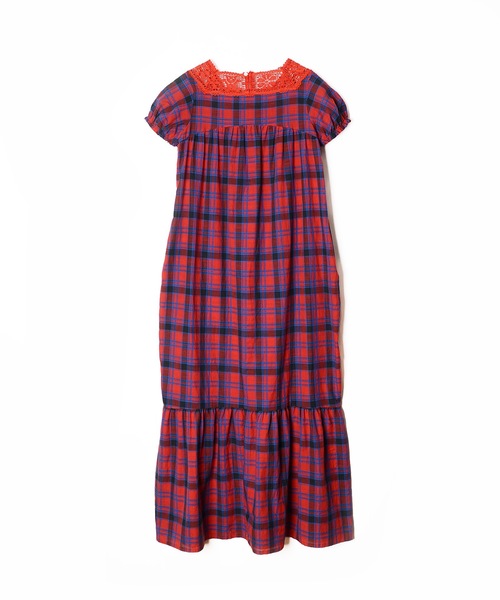 k*o様 HOLIDAY ホリデイレースチェックパフロングドレス ワンピース HOLIDAY（ホリデイ）の「KUMA LACE CHECK PUFF LONG DRESS クマレース