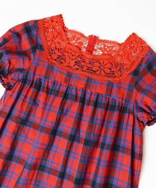 HOLIDAY（ホリデイ）の「KUMA LACE CHECK PUFF LONG DRESS クマレース