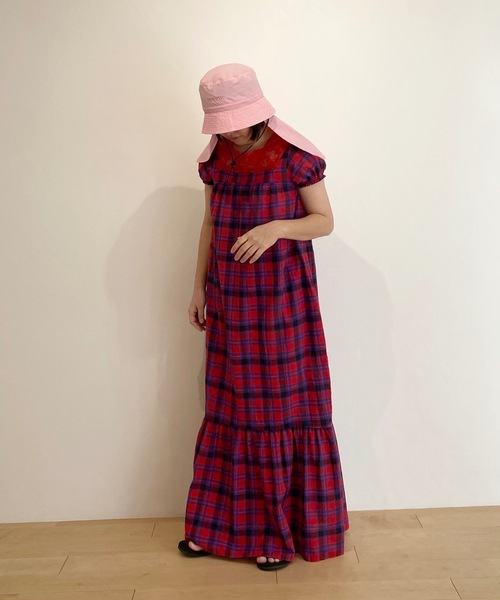 k*o様 HOLIDAY ホリデイレースチェックパフロングドレス ワンピース HOLIDAY（ホリデイ）の「KUMA LACE CHECK PUFF LONG DRESS クマレース