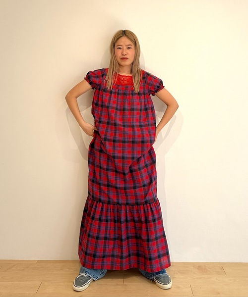 HOLIDAY（ホリデイ）の「KUMA LACE CHECK PUFF LONG DRESS クマレース