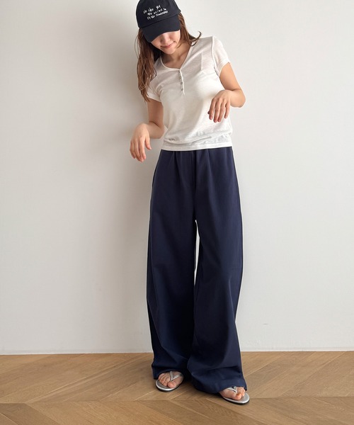 CANAL JEAN（キャナルジーン）の「COIN　コットンイージーパンツ（その他パンツ・レディース・ブラック/ホワイト/ネイビー・ONE SIZE）」の3枚目の写真