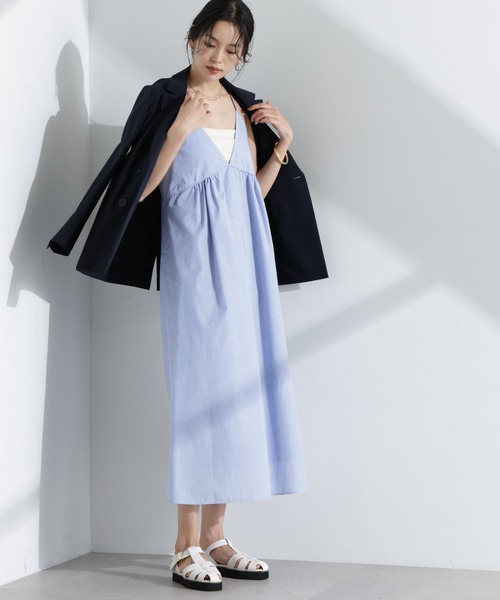 NANO universe（ナノユニバース）の「ストライプフレアキャミワンピース（ワンピース・レディース・ブルー/ネイビー・FREE）」の2枚目の写真