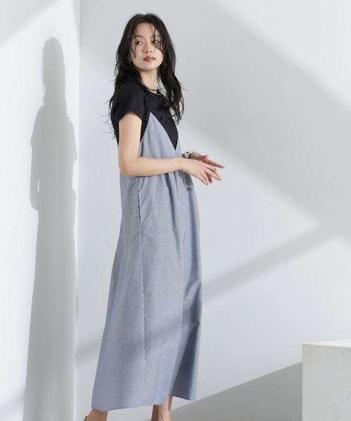 NANO universe（ナノユニバース）の「ストライプフレアキャミワンピース（ワンピース・レディース・ブルー/ネイビー・FREE）」の10枚目の写真