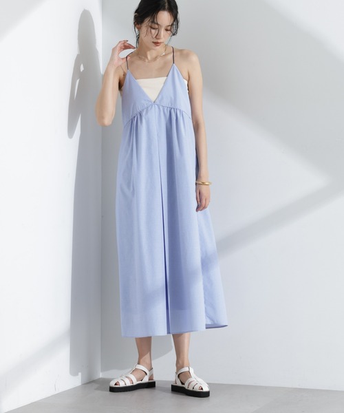 NANO universe（ナノユニバース）の「ストライプフレアキャミワンピース（ワンピース・レディース・ブルー/ネイビー・FREE）」の5枚目の写真