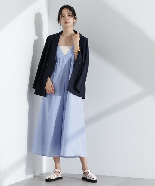 NANO universe（ナノユニバース）の「ストライプフレアキャミワンピース（ワンピース・レディース・ブルー/ネイビー・FREE）」の9枚目の写真