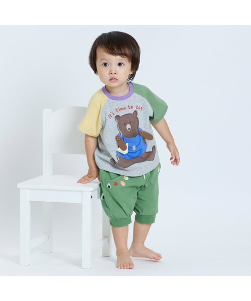 BIT'Z（ビッツ）の「お弁当のおかずとおにぎり刺繍ジョガーパンツ（スウェットパンツ・キッズ・グリーン/チャコール・80/90/95/100/110/120）」の4枚目の写真
