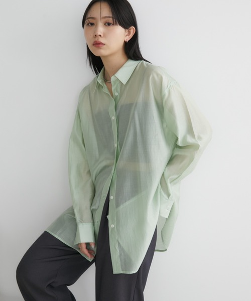 Aunt Marie's(アントマリーズ)の「オーバーサイズベーシックシアーシャツ(シャツ/ブラウス・レディース・ホワイト/ブラウン/グリーン/ネイビー/ブルー・FREE)」の21枚目の写真