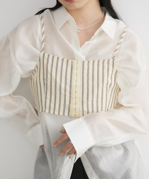 Aunt Marie's(アントマリーズ)の「オーバーサイズベーシックシアーシャツ(シャツ/ブラウス・レディース・ホワイト/ブラウン/グリーン/ネイビー/ブルー・FREE)」の7枚目の写真