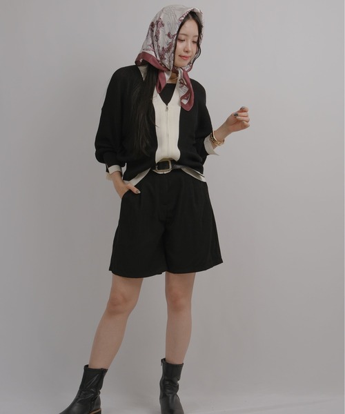 palm RICHE(ポームリシュ)の「ジップニットカーデ(カーディガン/ボレロ・レディース・グレー/ブラック/ネイビー・M)」の1枚目の写真