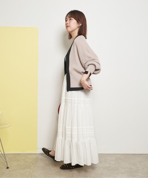 palm RICHE(ポームリシュ)の「ジップニットカーデ(カーディガン/ボレロ・レディース・グレー/ブラック/ネイビー・M)」の8枚目の写真