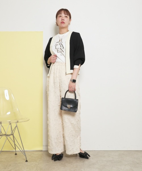 palm RICHE(ポームリシュ)の「ジップニットカーデ(カーディガン/ボレロ・レディース・グレー/ブラック/ネイビー・M)」の5枚目の写真