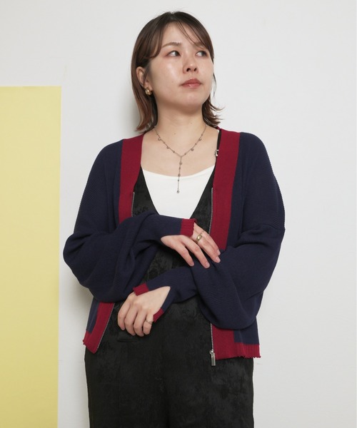 palm RICHE(ポームリシュ)の「ジップニットカーデ(カーディガン/ボレロ・レディース・グレー/ブラック/ネイビー・M)」の17枚目の写真