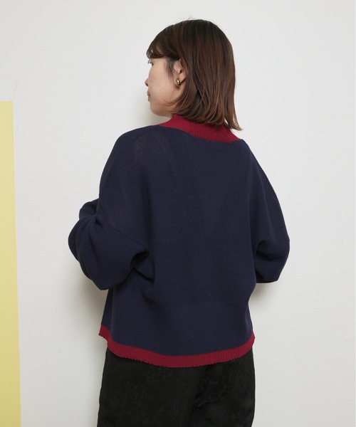 palm RICHE(ポームリシュ)の「ジップニットカーデ(カーディガン/ボレロ・レディース・グレー/ブラック/ネイビー・M)」の19枚目の写真