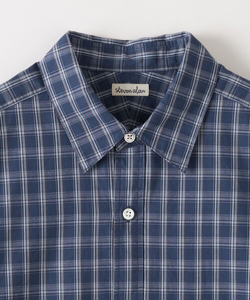 ★人気　美品◎スティーブンアラン　チェック　レギュラーカラーシャツ　ネイビー セール】＜Steven Alan＞ C/L/S チェック レギュラーカラー