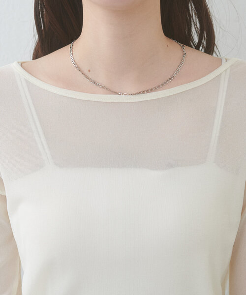 natural couture(ナチュラルクチュール)の「ネットチュール配色柄刺繍プルオーバー(Tシャツ/カットソー・レディース・チャコールグレー/アイボリー/ピンク・FREE)」の4枚目の写真