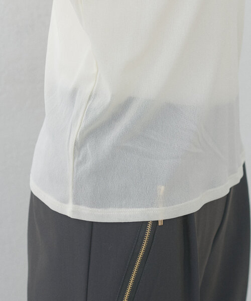 natural couture(ナチュラルクチュール)の「ネットチュール配色柄刺繍プルオーバー(Tシャツ/カットソー・レディース・チャコールグレー/アイボリー/ピンク・FREE)」の6枚目の写真