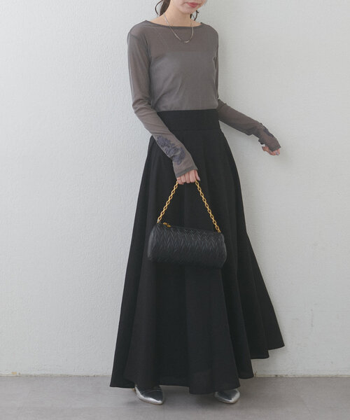 natural couture(ナチュラルクチュール)の「ネットチュール配色柄刺繍プルオーバー(Tシャツ/カットソー・レディース・チャコールグレー/アイボリー/ピンク・FREE)」の21枚目の写真