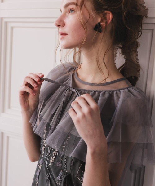 Dorry Doll(ドリードール)の「マルチケープIラインドレス(ドレス・レディース・チャコール/ブラウン/イエロー/ベージュ・MEDIUM)」の10枚目の写真