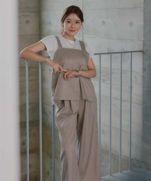 nissen(ニッセン)の「セットアップ(フレアキャミ+ワイドパンツ)(セットアップ・レディース・チャコール/ブラウン/グレイッシュベージュ/ブラック・M/L/LL/TM/TL/PM/PS/PSS/T3L/TLL)」の10枚目の写真