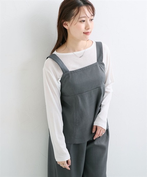 nissen(ニッセン)の「セットアップ(フレアキャミ+ワイドパンツ)(セットアップ・レディース・チャコール/ブラウン/グレイッシュベージュ/ブラック・M/L/LL/TM/TL/PM/PS/PSS/T3L/TLL)」の17枚目の写真