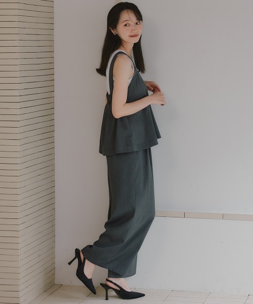 nissen(ニッセン)の「セットアップ(フレアキャミ+ワイドパンツ)(セットアップ・レディース・チャコール/ブラウン/グレイッシュベージュ/ブラック・M/L/LL/TM/TL/PM/PS/PSS/T3L/TLL)」の21枚目の写真
