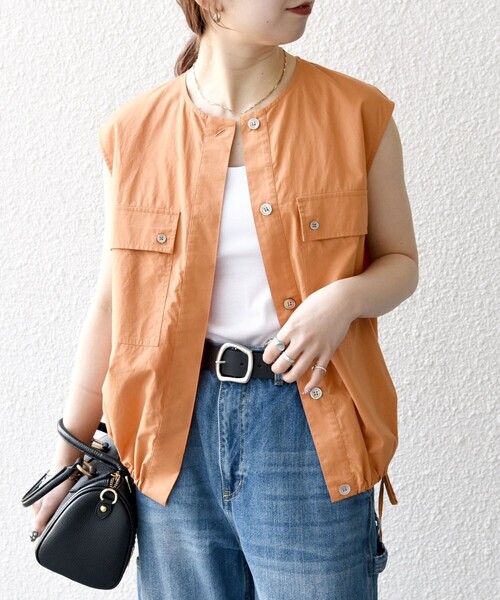 SHIPS for women / シップスウィメン SHIPS any:〈洗濯機可能〉ポプリン フレンチスリーブ ポケット ドロスト シャツ セール】SHIPS any:〈洗濯機可能〉ポプリン フレンチスリーブ