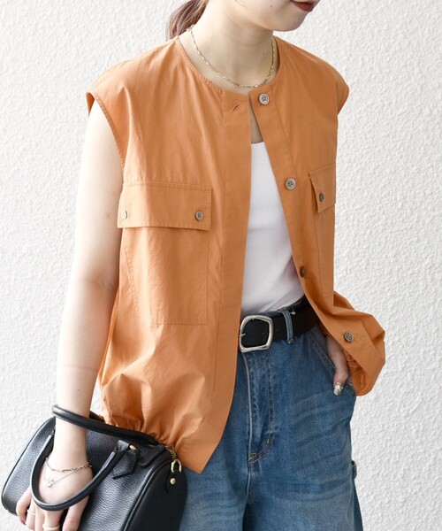 SHIPS for women / シップスウィメン SHIPS any:〈洗濯機可能〉ポプリン フレンチスリーブ ポケット ドロスト シャツ セール】SHIPS any:〈洗濯機可能〉ポプリン フレンチスリーブ