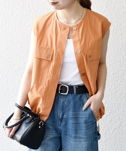 SHIPS for women / シップスウィメン SHIPS any:〈洗濯機可能〉ポプリン フレンチスリーブ ポケット ドロスト シャツ セール】SHIPS any:〈洗濯機可能〉ポプリン フレンチスリーブ