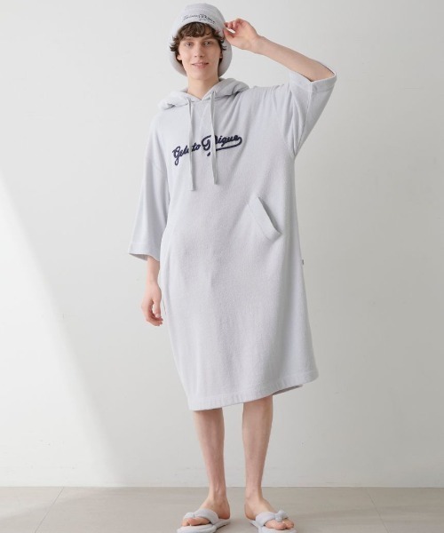 新品 ジェラートピケ gelatopique スムーズィー刺繍ルームウェアセット セール】【HOMME】パイルロゴ刺繍ポンチョ（ルームウェア