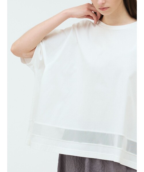 セール】mizuiro ind メッシュミックスワイドプルオーバー（T