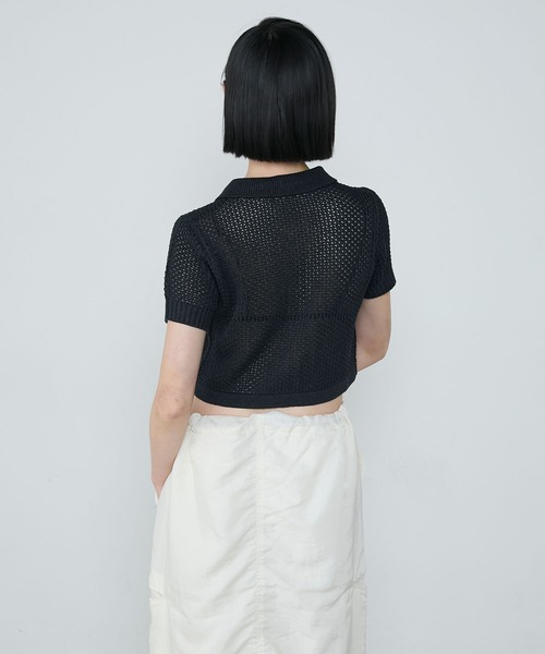 le ELMi（ルエルミ）の「【Uniquely bold design】Tulip flower motif compact polo knit / フラワーデザイン ニットカーディガントップス（カーディガン/ボレロ・レディース・ブラウン/ブラック/オフホワイト・FREE）」の20枚目の写真