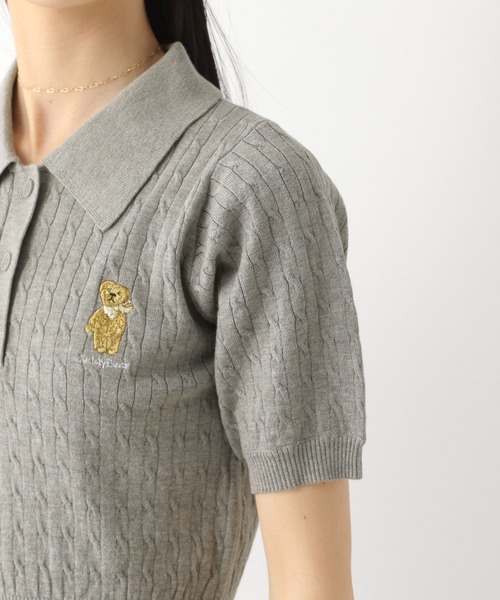 希少XSサイズ　ポロ 半袖ケーブルニットセーター ベージュ U.S. POLO ASSN. ニット セーター 半袖ケーブルニット