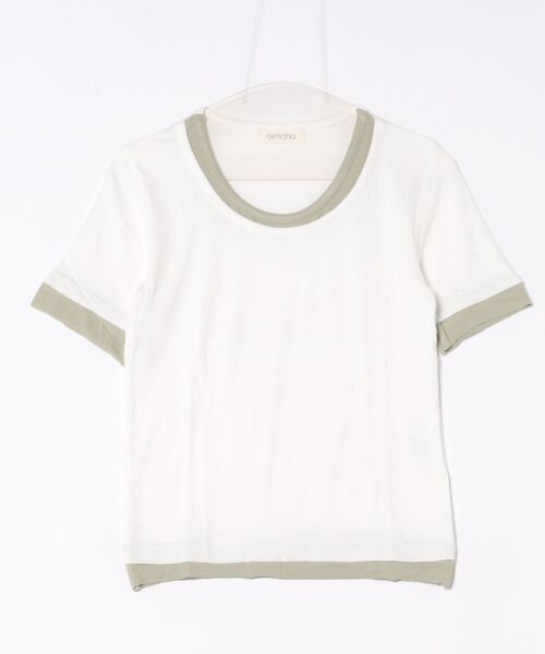 aimoha(アイモハ)の「リブ配色Tシャツ (SS)(Tシャツ/カットソー・レディース・グレー/ライトベージュ/ホワイト/ブラック/ダークグレー・MEDIUM/LARGE)」の18枚目の写真
